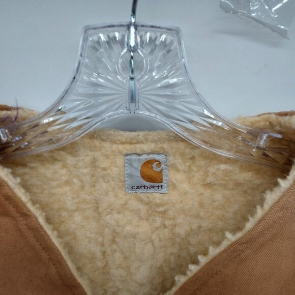Carhartt Vest Tan Sherpa Lined Mens Size Large Tall Made In USA Vintage - Picture 3 of 7